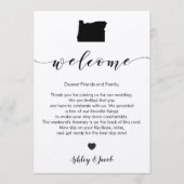 Oregon Wedding Welcome Letter & Itinerary Card Programm (Vorderseite)