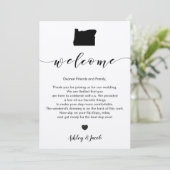 Oregon Wedding Welcome Letter & Itinerary Card Programm (Stehend Vorderseite)