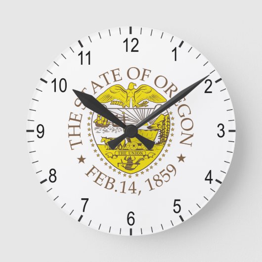 Oregon-Zeichen Runde Wanduhr (Vorderseite)