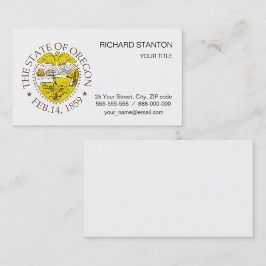 Oregon-Zeichen Visitenkarte (Vorne/Hinten)