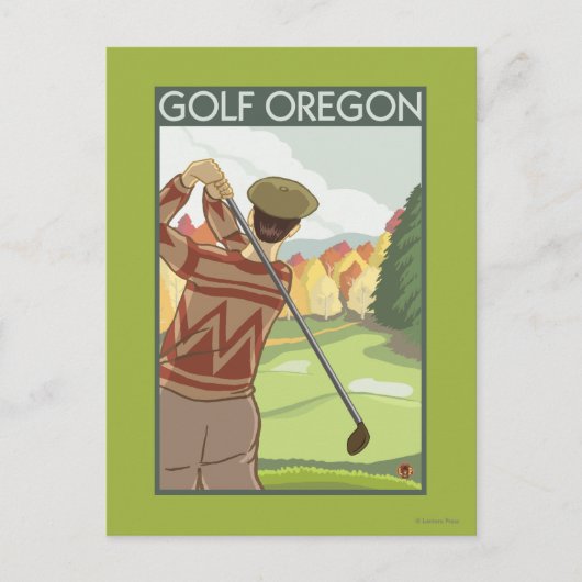 OregonGolf Scene Vintage Travel Poster Postkarte (Vorderseite)