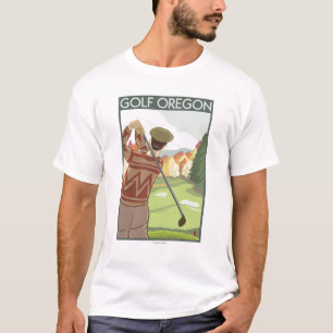 OregonGolf Szenen-Vintages Reise-Plakat T-Shirt