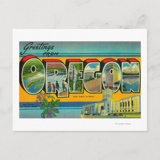 OregonGroße Buchstabenszenen 3 Postkarte (Vorderseite)