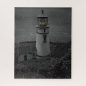 Oregon's historisches Heceta Head Lighthouse B&W Puzzle (Vertikal)
