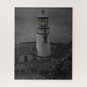 Oregon's historisches Heceta Head Lighthouse B&W Puzzle