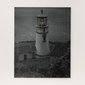 Oregon's historisches Heceta Head Lighthouse B&W Puzzle