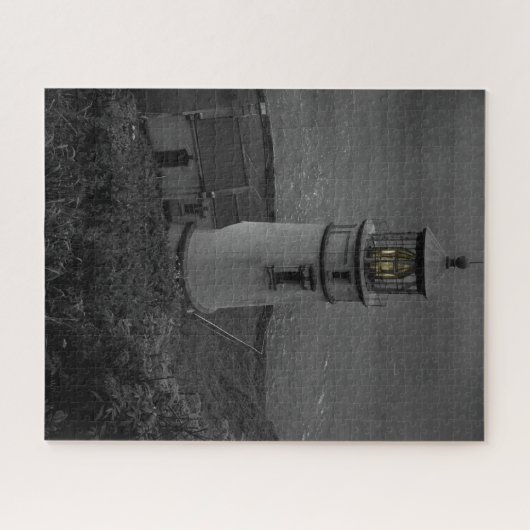 Oregon's historisches Heceta Head Lighthouse B&W Puzzle (Horizontal)