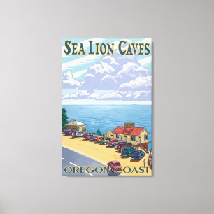 OregonSea Löwe höhlt Vintages Reise-Plakat aus Leinwanddruck