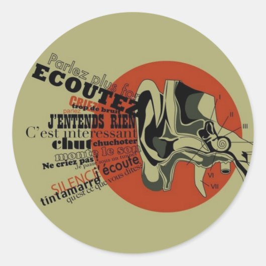 Oreille Runder Aufkleber (Vorderseite)