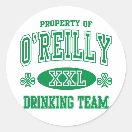 O'Reilly Irish Drinking Team Runder Aufkleber (Vorderseite)