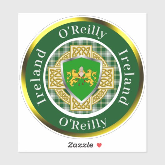 O'Reilly Irish Shield/Celtic Cross Personalisiert Aufkleber (Blatt)