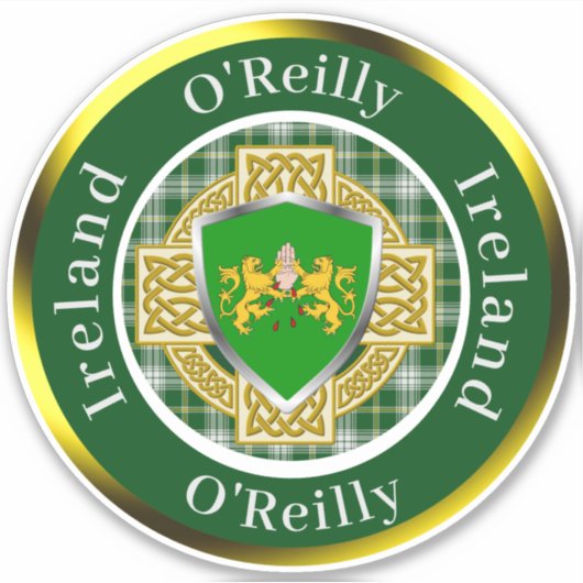 O'Reilly Irish Shield/Celtic Cross Personalisiert Aufkleber (Vorderseite)