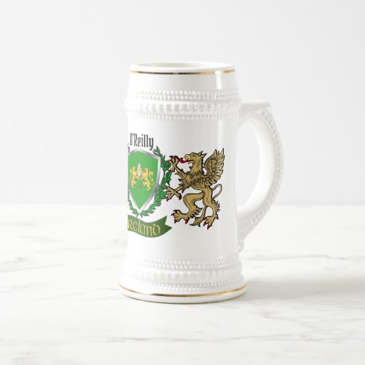 O'Reilly/Reilly Irish Shield Beer Stein Bierglas (VorderseiteRechts)