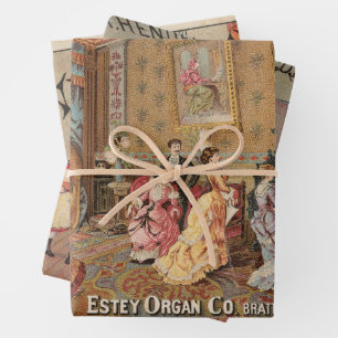 Organ Raven Vintage amerikanische Werbekunst   Geschenkpapier Set