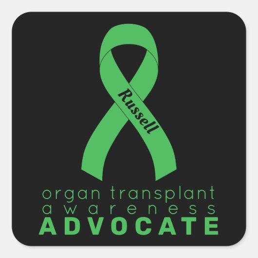 Organ Transplant Advocate Black Quadratischer Aufkleber (Vorderseite)