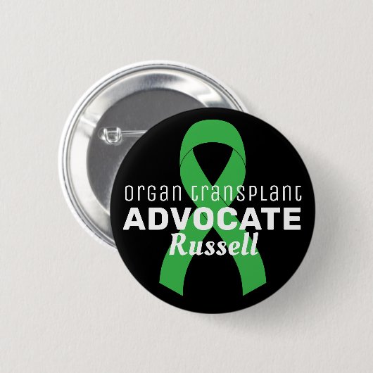 Organ Transplant Advocate Ribbon Black Button (Vorne & Hinten)