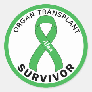 Organ Transplant Ribbon White Runder Aufkleber
