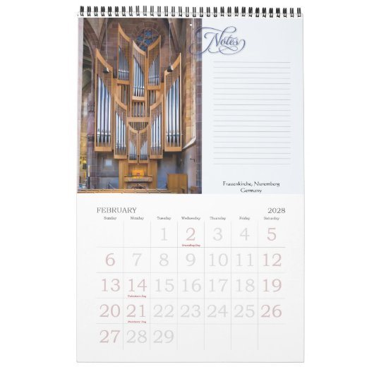 Organe an ihrem Platz Kalender (Feb 2028)