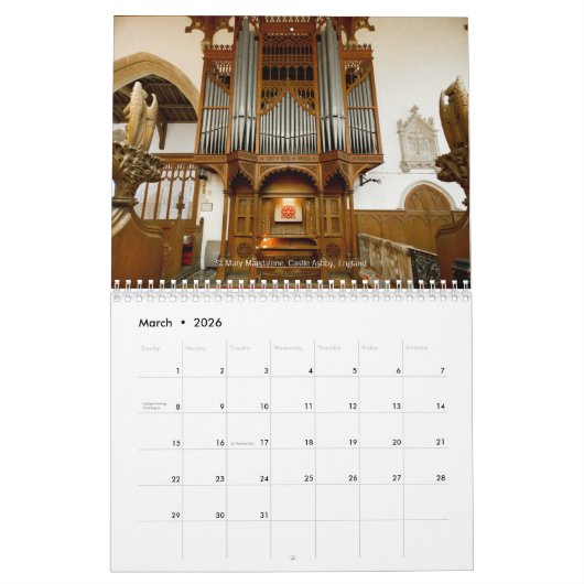 Organe des WeltPfeifenorgelkalenders Kalender (Mär 2026)