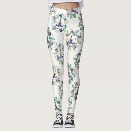 Organic Floral Mandalas Seamless Pattern Leggings (Vorderseite)