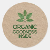 Organic Goodness Inside | Rustic Kraft Look Runder Aufkleber (Vorderseite)