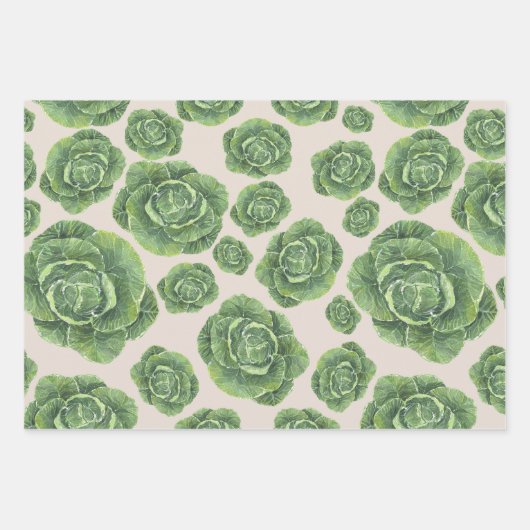 Organic Green Cabbage Design  Geschenkpapier Set (Vorderseite 2)