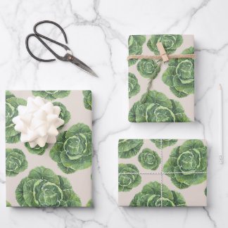 Organic Green Cabbage Design  Geschenkpapier Set