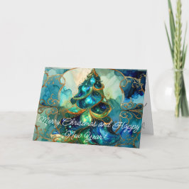 Organic Jewel Tone Modern Christmas Tree Feiertagskarte