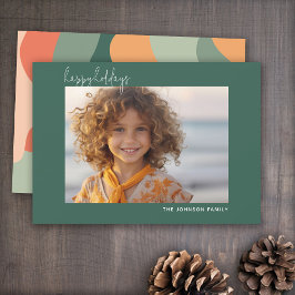 Organic Line Abstract Art - 1 Photo Jade Coral Feiertagskarte