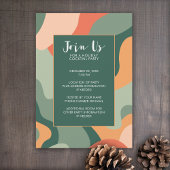 Organic Line Abstract Art - Jade Coral Holiday Einladung