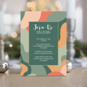 Organic Line Abstract Art - Jade Coral Holiday Einladung