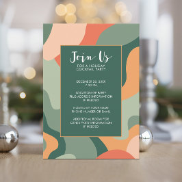 Organic Line Abstract Art - Jade Coral Holiday Einladung