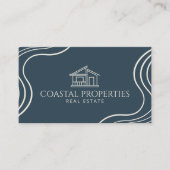 Organic Modern Real Estate Navy Blue Minimalist Visitenkarte (Vorderseite)