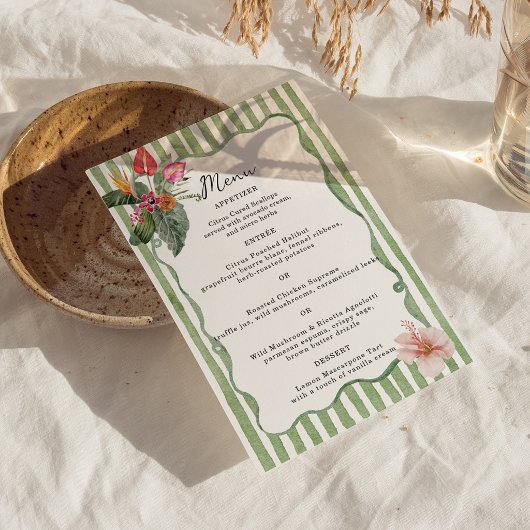 Organic Modern Tropical Menu Card Einladung
