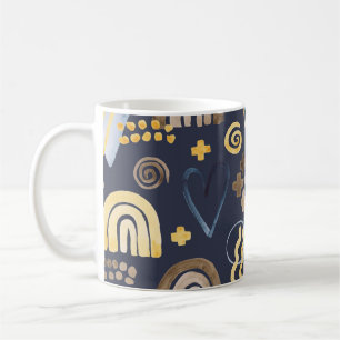 Organic shapes naive pattern with rainbow, heart.  kaffeetasse