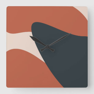Organic Shapes Warm Tones Modern Quadratische Wanduhr