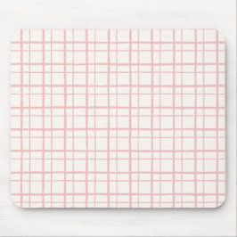 Organic Wobbly Check Grid Pattern Ballet Pink Mousepad