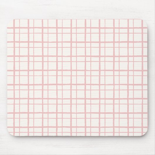 Organic Wobbly Check Grid Pattern Ballet Pink Mousepad (Vorne)