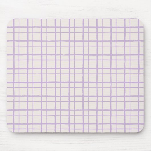 Organic Wobbly Check Grid Pattern Dusty Lilac Mousepad (Vorne)