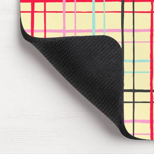 Organic Wobbly Check Grid Pattern Retro Pop Mousepad (Ecke)