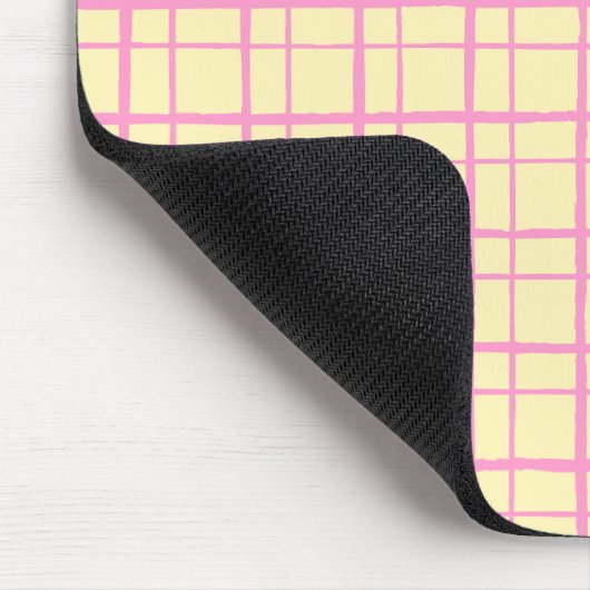 Organic Wobbly Check Grid Pattern Sunshine Yellow Mousepad (Ecke)
