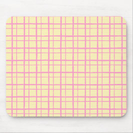 Organic Wobbly Check Grid Pattern Sunshine Yellow Mousepad
