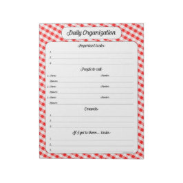 Organisation täglich - Red Gingham Notepad Notizblock
