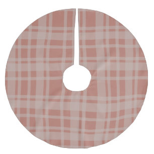 Organisch moderne Terrakotta-Beige-Karo-Akkzentdek Polyester Weihnachtsbaumdecke