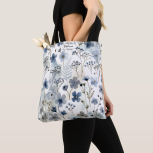 Organische Blaue Anemone-Farn-Persönliche Alltagsl Tasche
