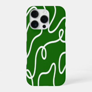 Organische Flüssigkeitslinien-Kunst Waldgrün Welli iPhone 16 Pro Hülle