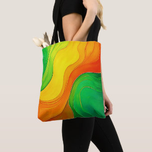 Organische gelb-grüne Wellenkunst Tasche