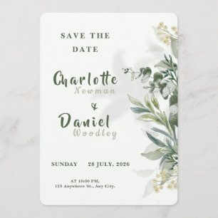 Organische moderne botanische Hochzeit - Save-the- Save The Date