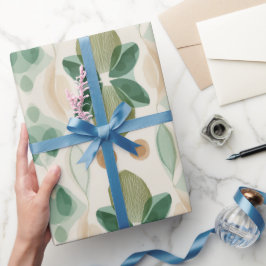 Organische Natur Grüne Olive Beige Abstrakte Muste Geschenkpapier