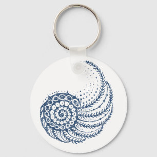 Organische Spirale blau Schlüsselanhänger